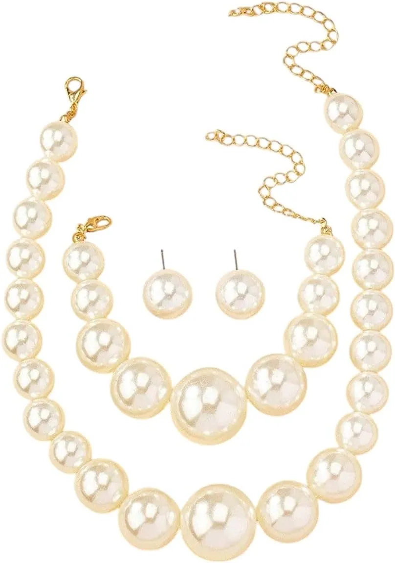 New 2026 Unisex Jewelry Set Fashion Elegant Imitation Pearl Necklace Bracelet Earrings Women's Wedding Party Accessories Decoration Luxury With You Trendy Best For Gift For Women And Men