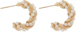 New 2026 Unisex Retro Imitation Pearl C Shape Drop Earrings For Women Metal Open Round Dangle Party Elegant Jewelry Findings Gift Fashion Trendy Accessories Creative For Women And Men