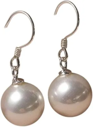 New 2026 Unisex Simple White Round Imitation Pearl Drop Earrings For Women Korean Fashion Silver Color Hook Daily Wear Elegant Jewelry Trendy Accessories Creative Gift For Women And Men
