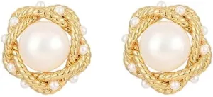 New 2026 Unisex Stainles Stell French Fashionable And Prosperous Wrapped Imitation Pearl Earrings Women's High End Banquet Jewelry Accessories Fashion Trendy Creative Gift For Women And Men