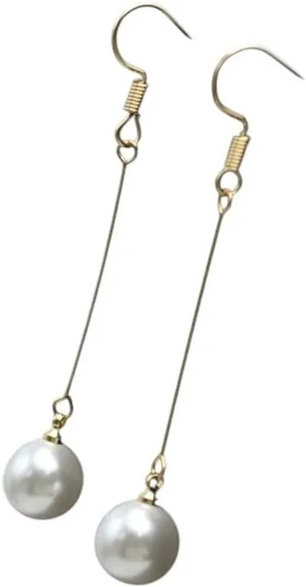 New 2026 Unisex White Imitation Pearl Tassel Long Line Drop Earrings for Women Korean Simple Elegant Daily Ear Jewelry Findings Christmas Gift Fashion Trendy Accessories Creative for Women and Men
