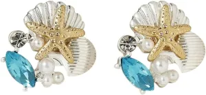 New For Trendy 2025 Starfish Earrings Metal Shell Imitation Pearls Fashionable Simple Retro Good-Looking Earrings Suitable For Ladies To Wear Daily Jewelry Fashion Accessories Creative Gift