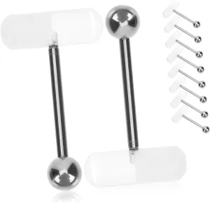 NOLITOY Stylish 10pcs Steel Tongue Rings Long Lasting Material Navel Jewelry Belly Button Rings for Parties Celebrations Acrylic Piercings