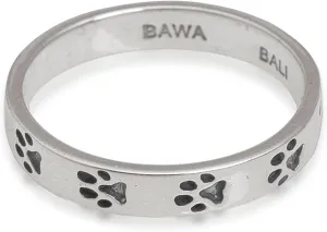 NOVICA Artisan Handmade .925 Sterling Silver Band Ring Paw Print Motif from Bali Indonesia Animal Themed Modern Dog 'Paw Prints'