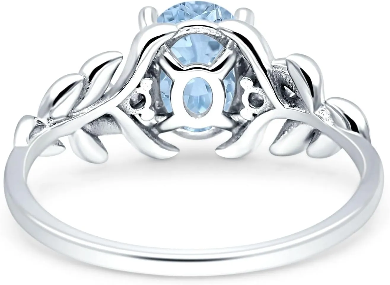 OMRANII Leaf Style Oval Shaped Art Deco Vintage Anniversary Engagement Ring Simulated Cubic Zirconia Stones 925 Sterling Silver