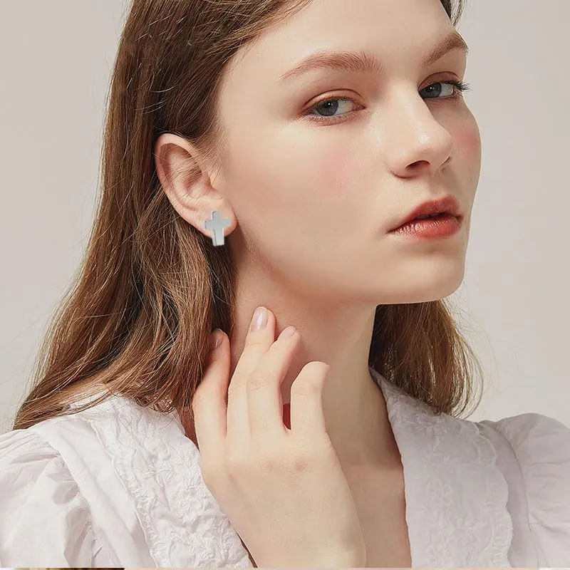 ONLYJUMP 925 Sterling Silver Cross Stud Earrings For Women Fashion Earrings Cross Earrings Small 14k Gold Plated Cross Earrings Studs Jewelry Gifts