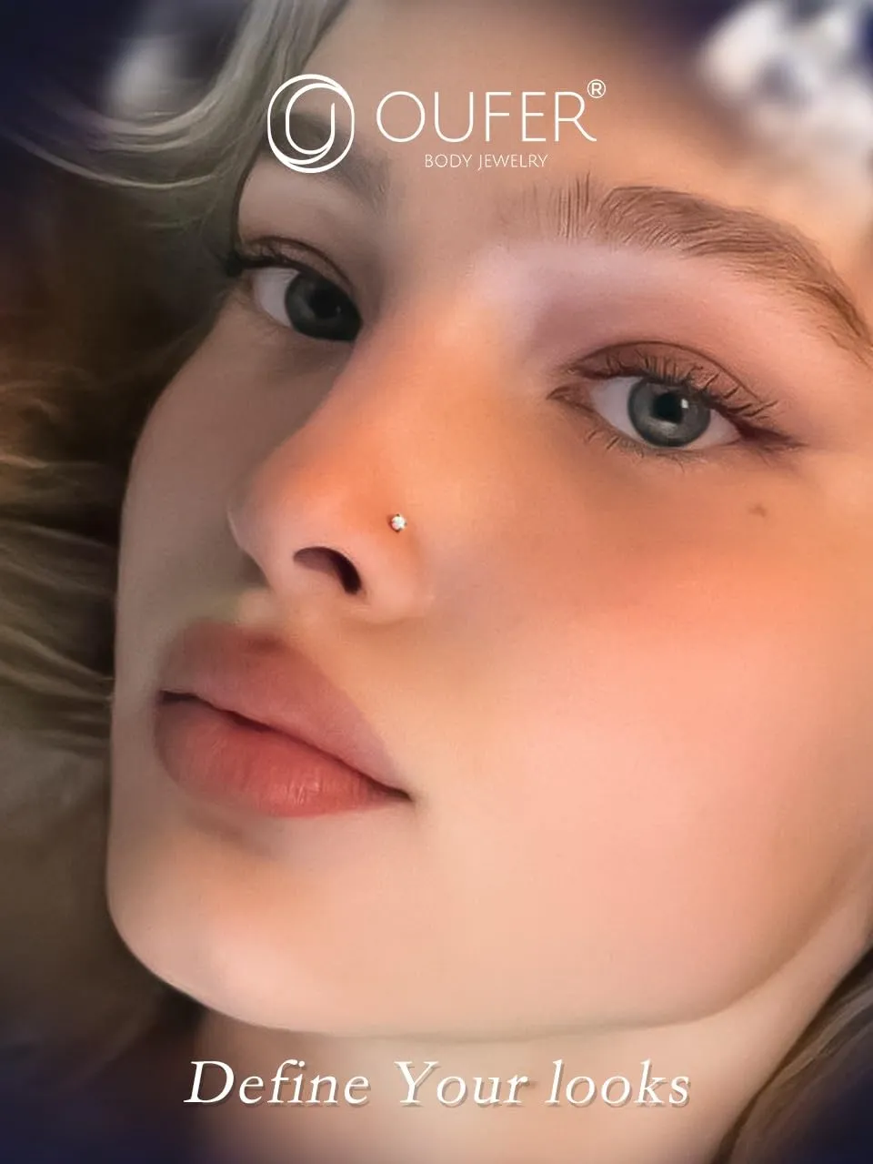 OUFER White Opal Nose Studs, 925 Sterling Silver Nose Rings, 20G Nostril Piercing Jewelry, Tiny Nose Rings Studs, 2mm Round Opal Nose Piercing Jewelry, Silver L-Shaped Nose Rings For Women Men-7mm