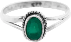 Oval Created Emerald - 925 Sterling Silver Ring - Delicate Vintage BOHO Chic Jewelry - Fashionable and Stylish for Women with Velvet Gift Bag/Box - Made by Indian Artisans - Size 5-10