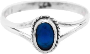 Oval Created Sapphire - 925 Sterling Silver Vintage Ring - Delicate BOHO Chic Jewelry - Fashionable and Stylish for Women with Velvet Gift Bag/Box - Made by Indian Artisans - Size 5-10