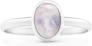 Oval Moonstone 925 Sterling Silver Ring - Delicate BOHO Chic Jewelry - Fashionable and Stylish for Women with Velvet Gift Bag - Made by Indian Artisans - Size 6-9