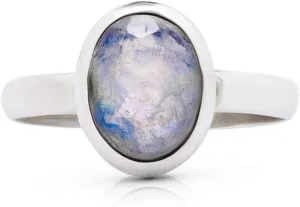 Oval Moonstone 925 Sterling Silver Ring - Delicate BOHO Chic Jewelry - Fashionable and Stylish for Women with Velvet Gift Bag/Box - Made by Indian Artisans - Size 6-10