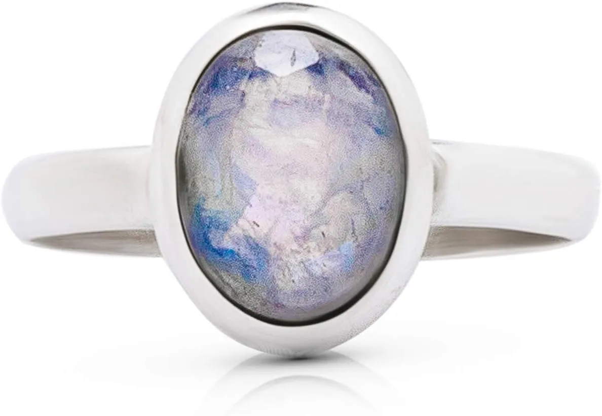 Oval Moonstone 925 Sterling Silver Ring - Delicate BOHO Chic Jewelry - Fashionable and Stylish for Women with Velvet Gift Bag/Box - Made by Indian Artisans - Size 6-10