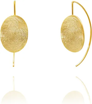 OZEL Gold Dangle Earrings for Women Brushed Finish, Matte Gold Statement Jewelry, 14k Gold Plated