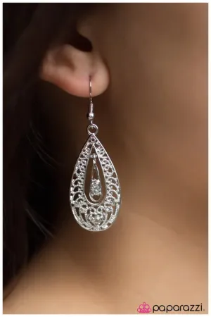 Paparazzi Earring ~ Who Needs Glass Slippers? - White