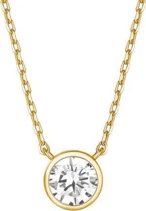 PAVOI 14K Gold Plated Circle CZ Solitaire Necklace | Elegant Bezel Pendant | Dainty Cubic Zirconia Halo Choker Necklaces for Women