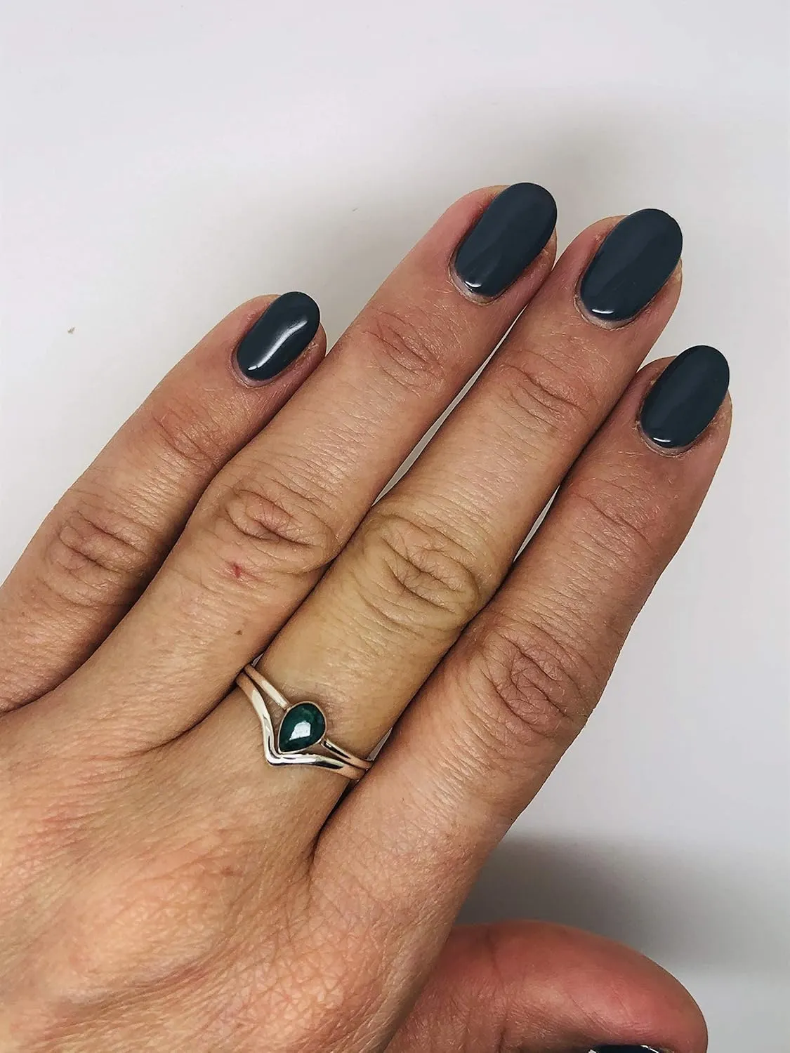 Pear Created Emerald 925 Sterling Silver Ring - Delicate BOHO Chic Jewelry - Fashionable and Stylish for Women with Velvet Gift Bag - Made by Indian Artisans - Size 5-9