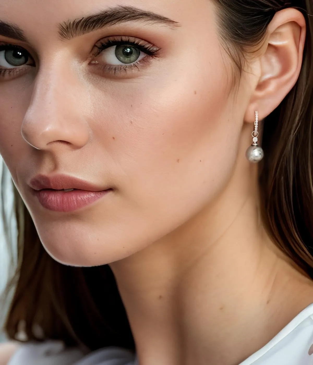 Pearl Earrings for Women, Sterling Silver Post Open Hoop Dangle Earrings Trendy Jewelry Gift