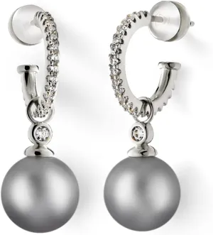 Pearl Earrings for Women, Sterling Silver Post Open Hoop Dangle Earrings Trendy Jewelry Gift