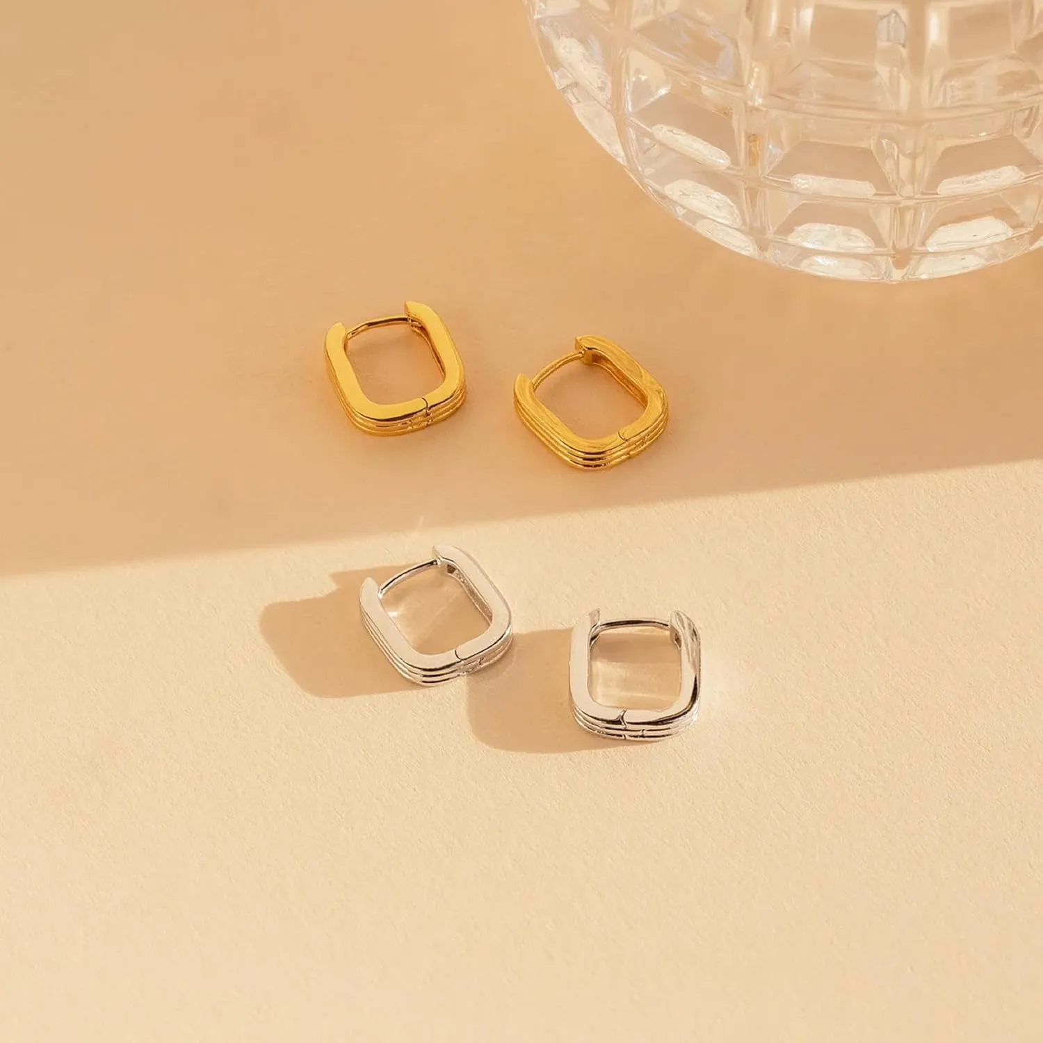 Pencros Gold Hoop Earrings - Trendy, 14K Gold Plated, Hypoallergenic, Lightweight Thick Huggie Hoops - Stackable Women's Gift Jewelry