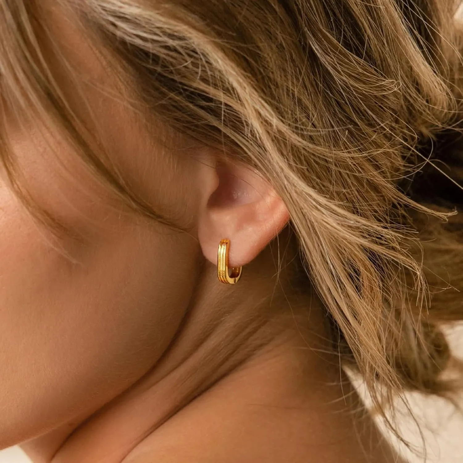 Pencros Gold Hoop Earrings - Trendy, 14K Gold Plated, Hypoallergenic, Lightweight Thick Huggie Hoops - Stackable Women's Gift Jewelry