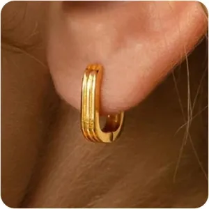Pencros Gold Hoop Earrings - Trendy, 14K Gold Plated, Hypoallergenic, Lightweight Thick Huggie Hoops - Stackable Women's Gift Jewelry