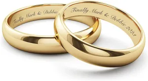 Personalized Gold Tungsten Ring Set Custom Engraved Free In Any Language - Classic Wedding Bands - Couple's Ring Set - Ships from USA