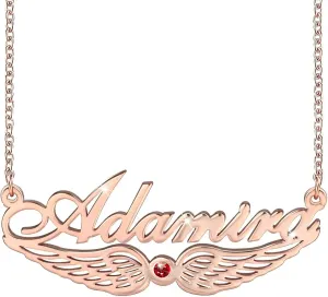 Personalized Name Necklace Custom Name Angel Wings Pendant NecklacePersonalized gifts for mothers, girlfriends and children