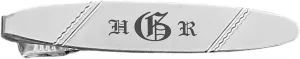 Personalized Silver Oval Modern Tie Clip Custom Engraved Free - Ships from USA