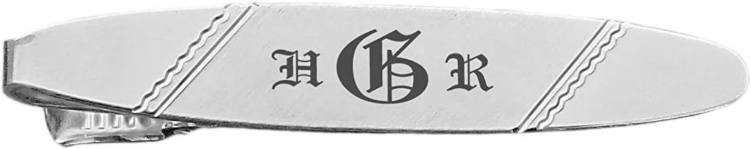 Personalized Silver Oval Modern Tie Clip Custom Engraved Free - Ships from USA