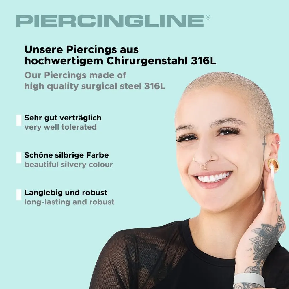 PIERCINGLINE belly button ring surgical steel with 2 clear crystals - navel piercing jewelry in 4 stylish colors (black, gold, rose gold ans silver) and 3 sizes