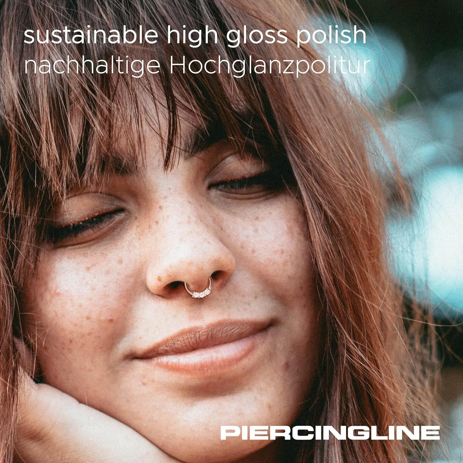 PIERCINGLINE segment ring clicker with 3 crystals made of surgical steel - piercing for ear, septum piercing, tragus or helix piercing jewelry in 4 stylish colors