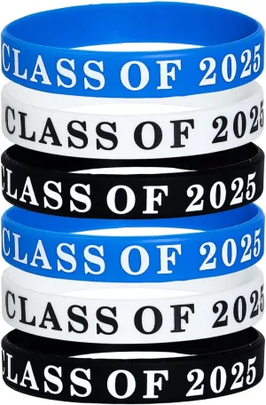 Pingyongchang 6Pcs Class of 2025 Silicone Bracelets 2025 Graduation Celebrating Wristbands Rubber Bracelets for Women Men Graduation Party Jewelry Gift