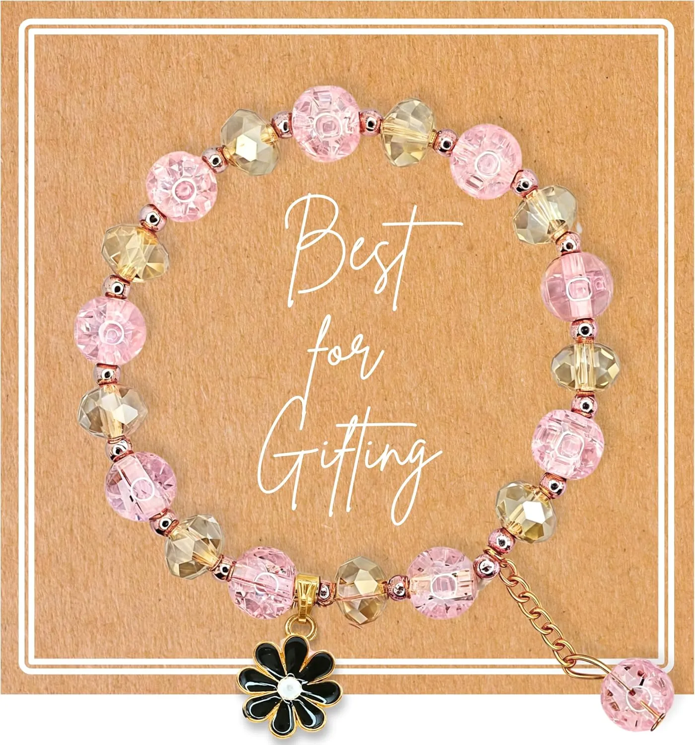 Pink Beaded Bracelets for Women Fashionable Dainty Handmade, Multicolor Crystal Bracelet Gift for Women, Birthday, Valentine Friendship Gifts
