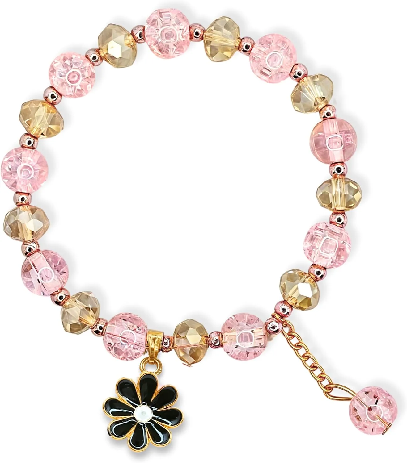 Pink Beaded Bracelets for Women Fashionable Dainty Handmade, Multicolor Crystal Bracelet Gift for Women, Birthday, Valentine Friendship Gifts