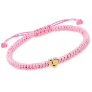 Pink Initial Bracelet Weave Rope Letter Bracelet for Women Heart Charm A-Z Birthday Gifts Handmade Adjustable Jewelry for Couple Daughter Son Mom Female Men Jewelry Gift (L)
