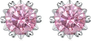 Pink Moissanite Stud Earrings D Color VVS1 Clarity Brilliant Lab Grown imitation Diamond Earrings 18K White Gold Plated 925 Sterling Silver Friction Backs for Women Men, Birthday Christmas Gift
