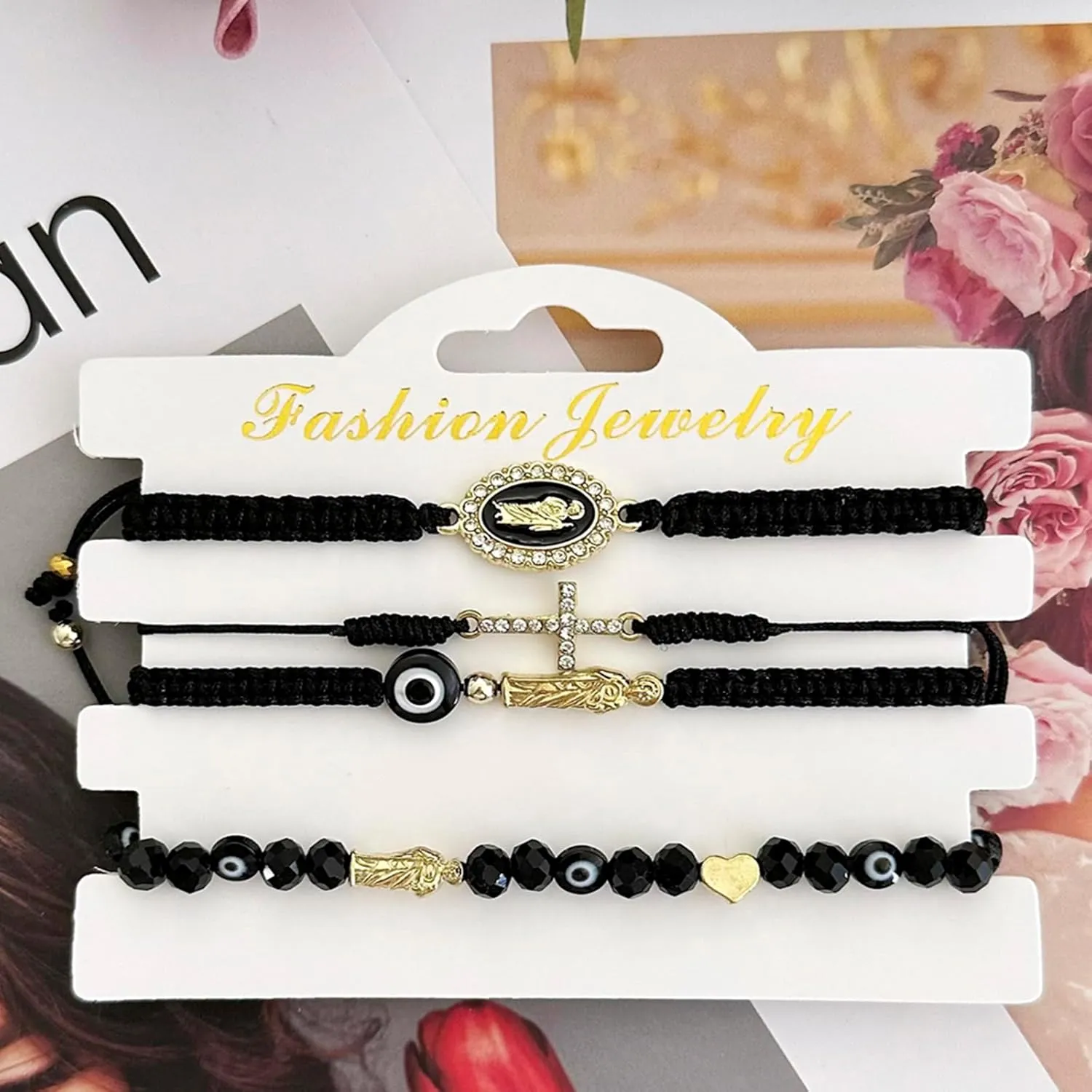 Pink String Evil Eye 7 Knot Lucky Bracelets Mexican Braclets Red Braided Black Rope San Judas Bracelet Virgin Mary Amulet Gift for Women Men