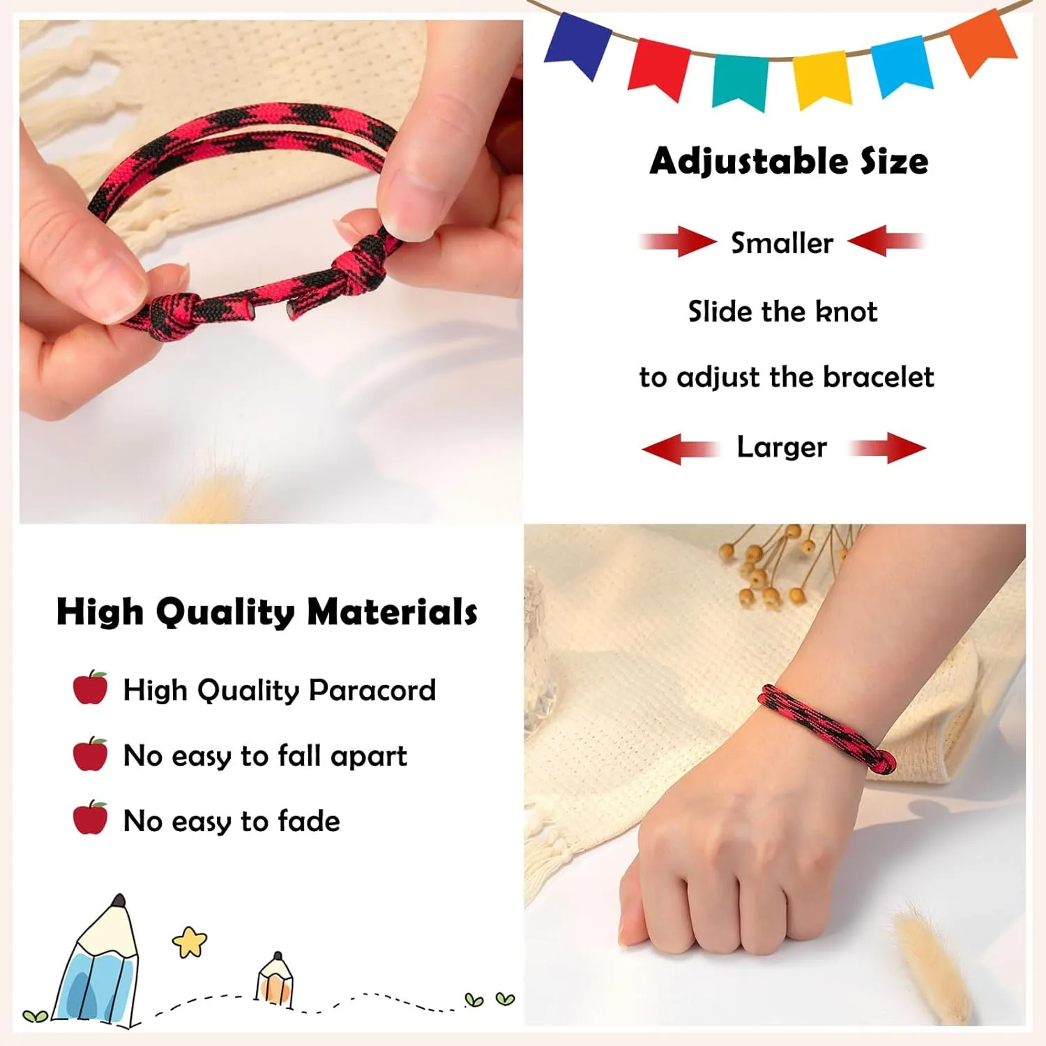 PINKDODO First Day of School Bracelet Mommy and Me Bracelets Mother Son Back to School Gifts