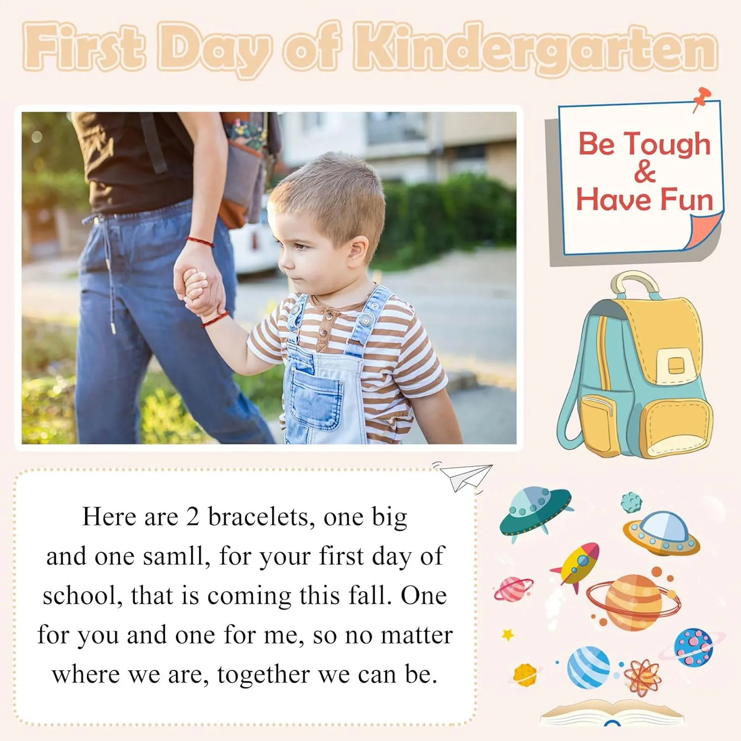 PINKDODO First Day of School Bracelet Mommy and Me Bracelets Mother Son Back to School Gifts