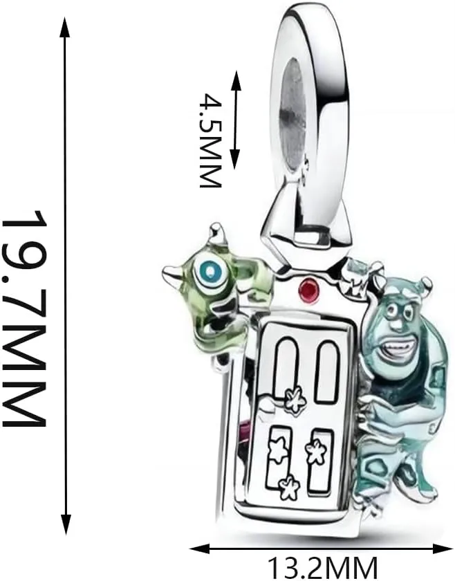 Pixar Monsters, Inc. Door Dangle Charm Fit Women Bracelet Necklaces Fashion Gifts 925 Sterling Silver DIY Jewelry