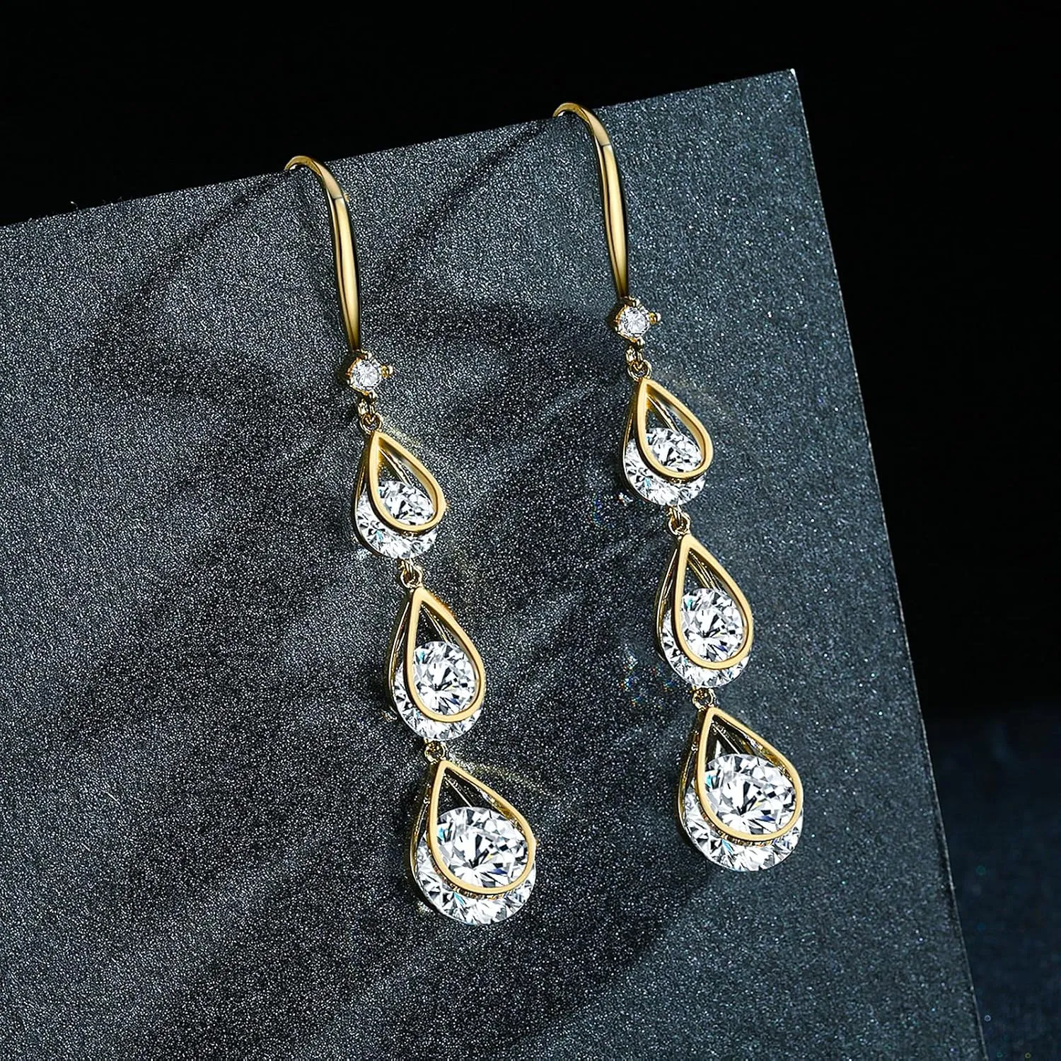 Platinum-Plated or 18K Gold Plated Cubic Zirconia Drop Earrings