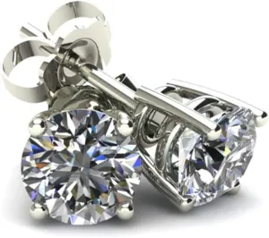 Pompeii 1/3Ct Round Brilliant Cut Natural Diamond Stud Earrings in 14K Gold Basket Setting