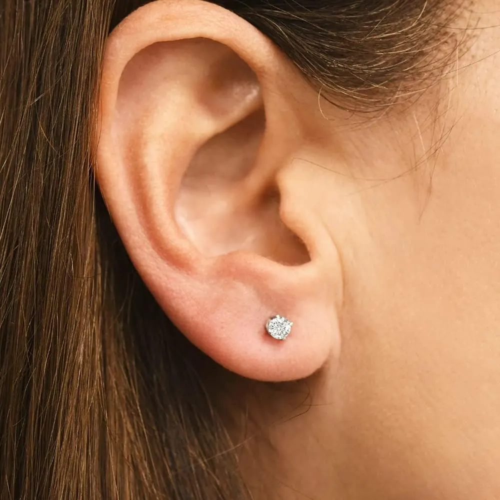 Pompeii 1/3Ct Round Brilliant Cut Natural Diamond Stud Earrings in 14K Gold Basket Setting