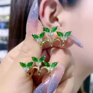 Popular Shiny Zircon Leaf Women Earcuff Without Piercing Earrings Ear Clip Earrings Adjustable Ears Cuff Earring Jewelry Gift