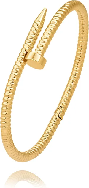 POTESSA 18K Gold Plated Open Bangle Cuff Bracelets Adjustable Dainty Boho Cuff Bangle Bracelets Handemade Jewelry for Women