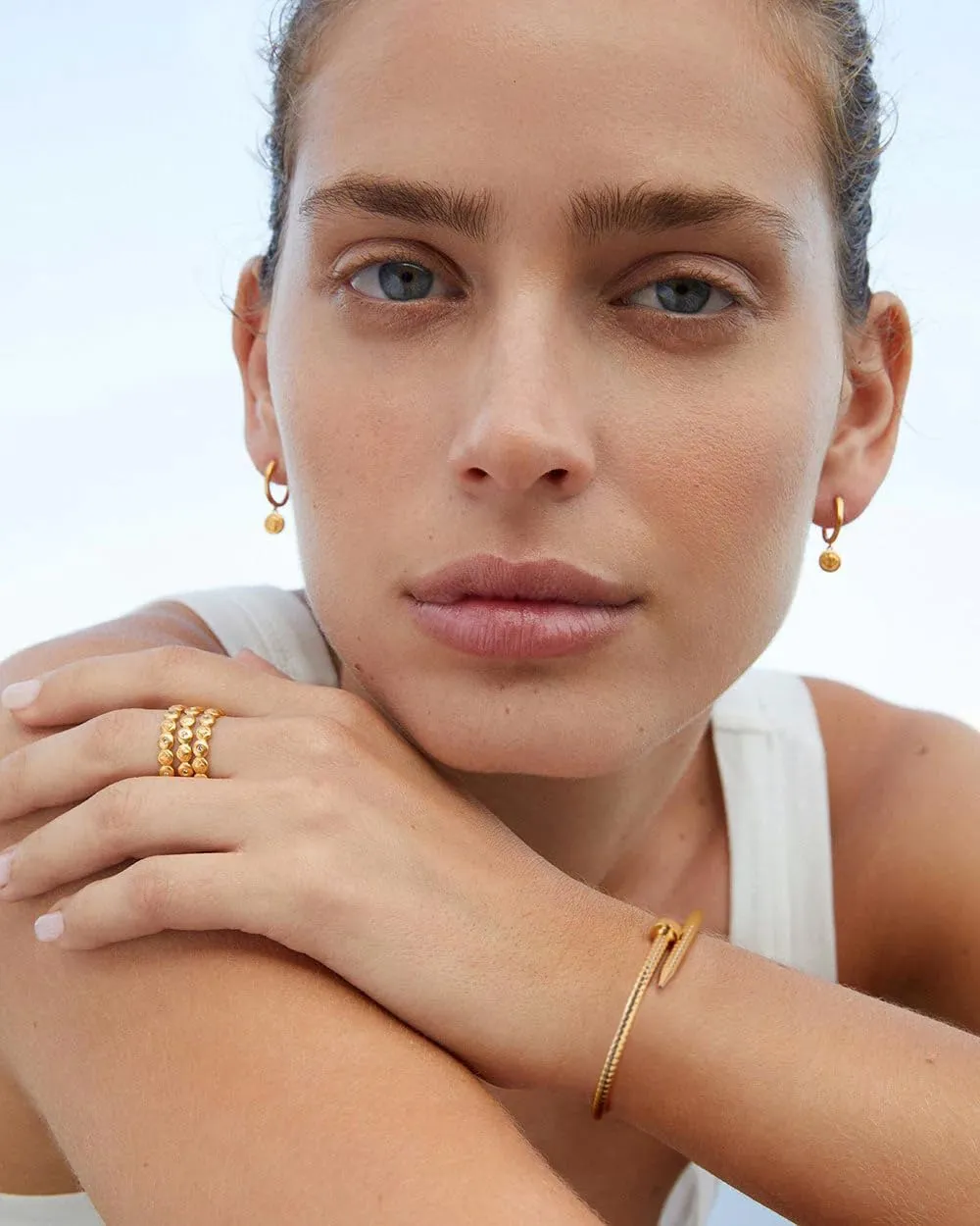 POTESSA 18K Gold Plated Open Bangle Cuff Bracelets Adjustable Dainty Boho Cuff Bangle Bracelets Handemade Jewelry for Women