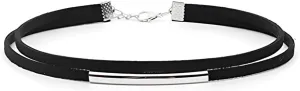 POYAMUSE Black Velvet Choker Necklace for Women - Elegant Gold & Silver Accents, Adjustable Black Collar Necklace - Punk Chocker Jewelry for Women