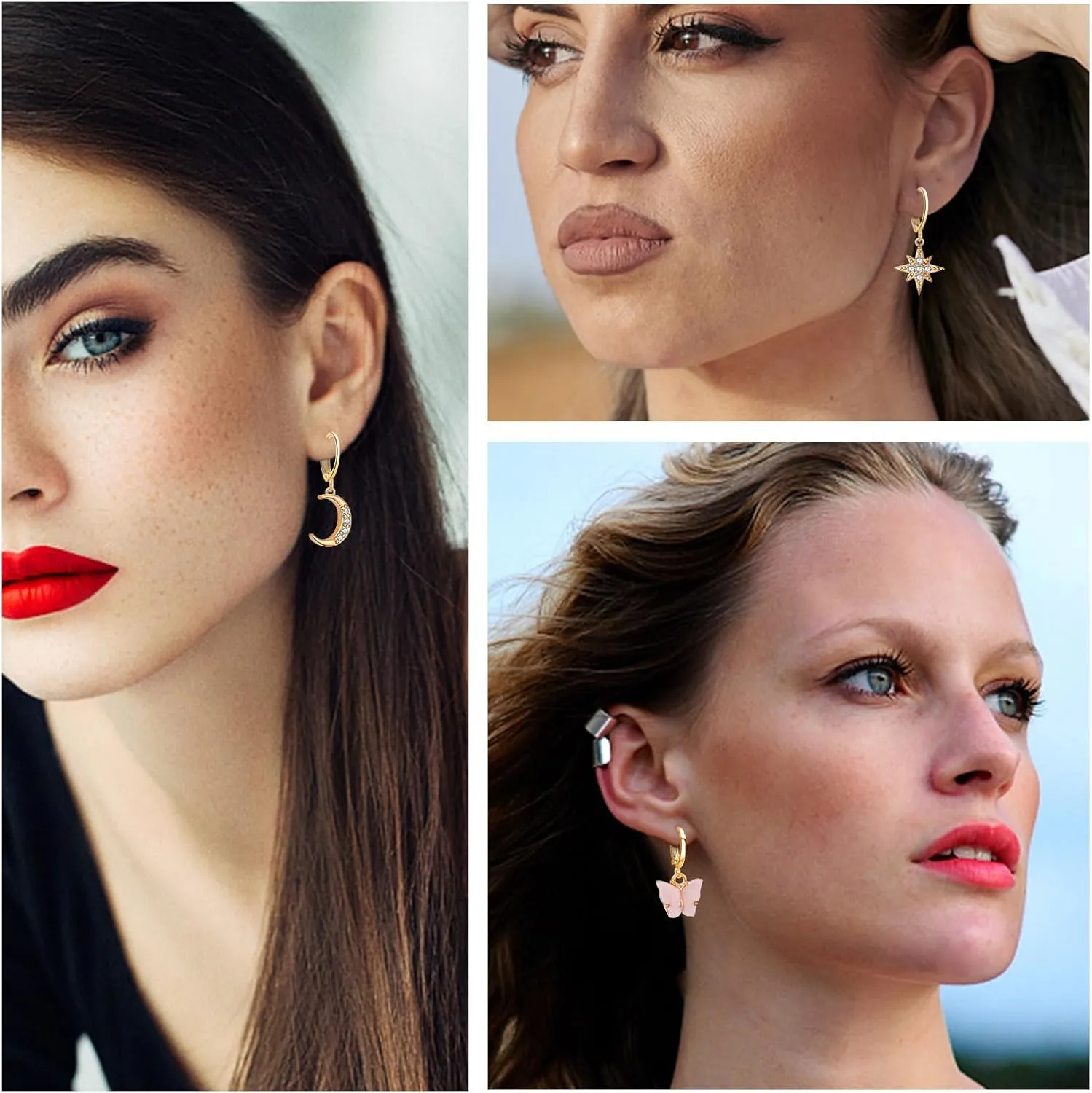 Preppy Earrings for Women Drop Dangle Earrings Set Aesthetic Earring Packs for Birthday Christmas Trendy Jewelry Gifts