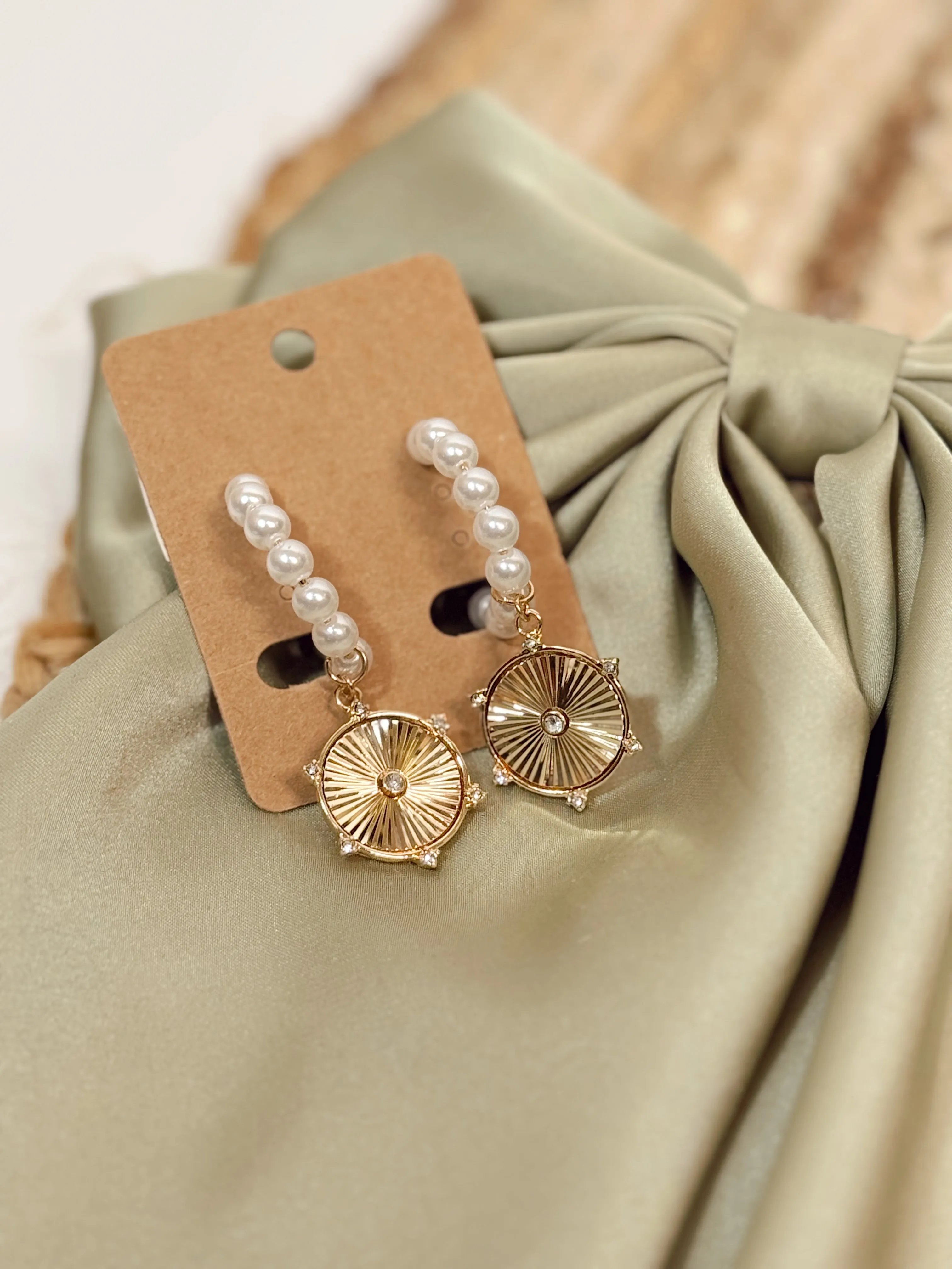 Prized Possession Pearl   Gold Coin Hoop Earrings