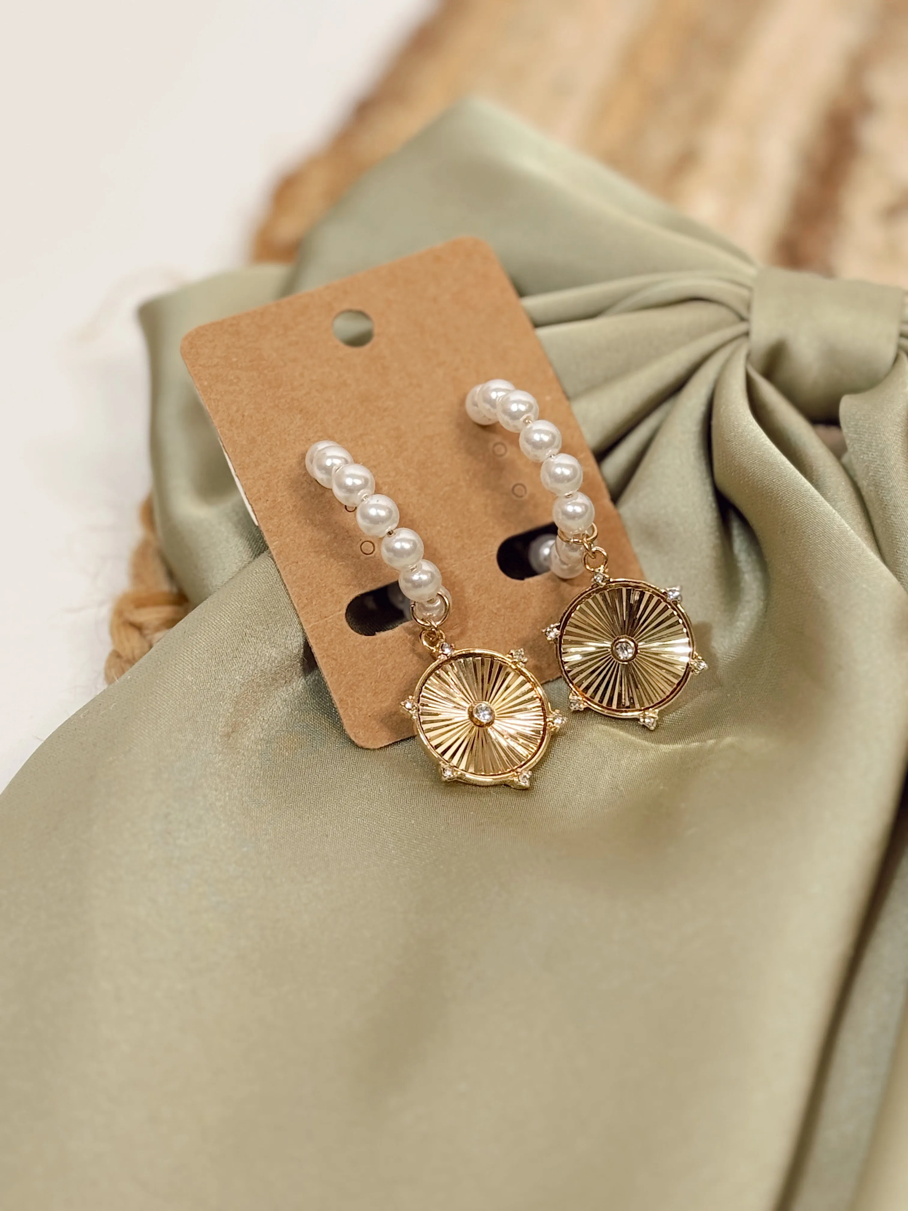 Prized Possession Pearl   Gold Coin Hoop Earrings